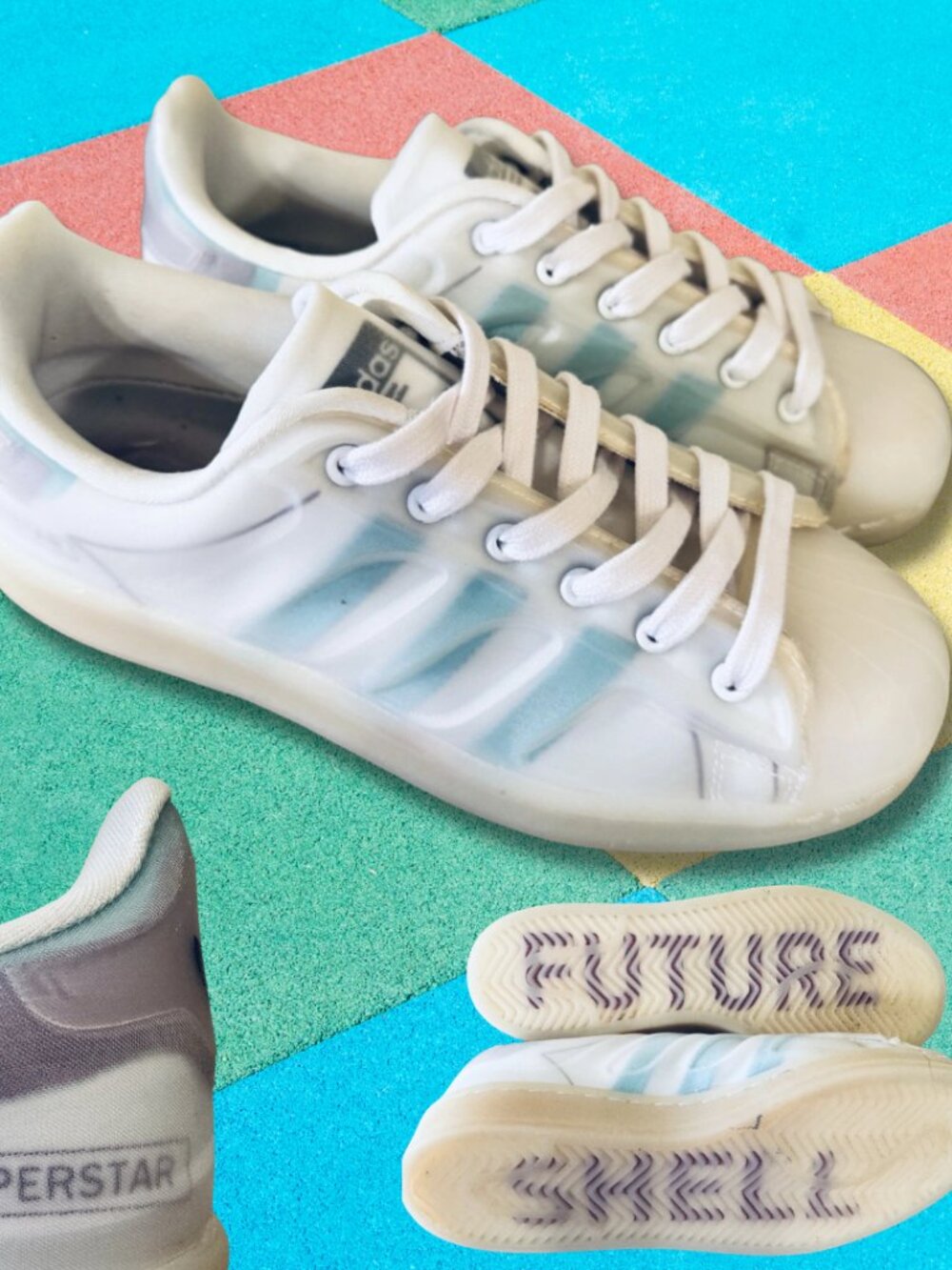 👟 adidas Superstar Futureshell – White & Teal – Youth 4 / Women’s 5.5 (EUC) 👟